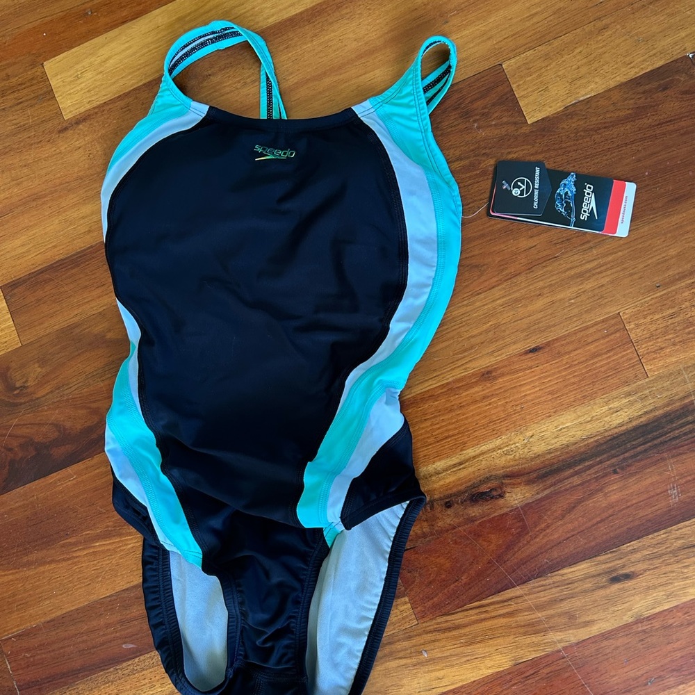 Speedo Black and Turquoise Swimsuit